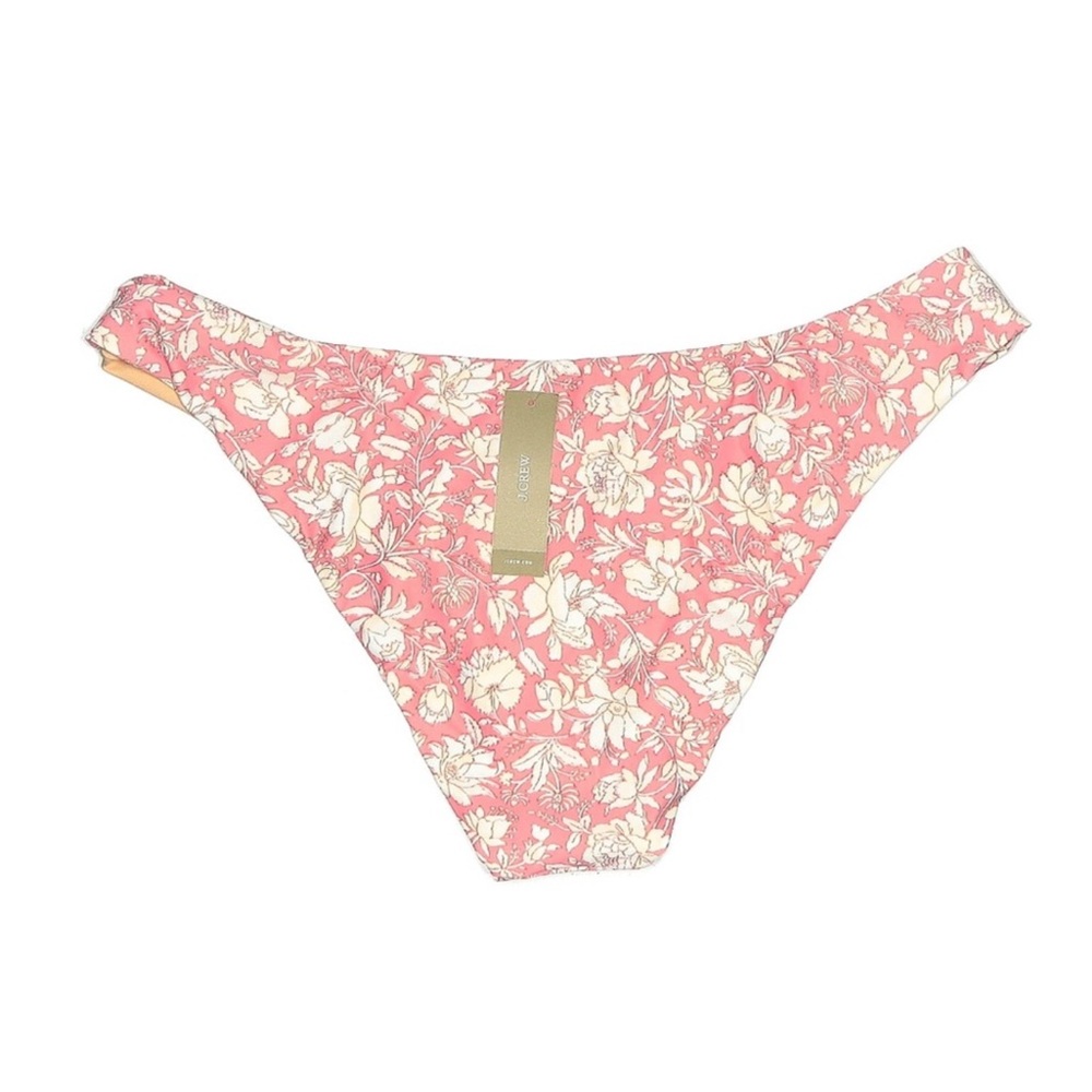 NWT J. Crew Pink Floral High Leg Linned Bikini Bottoms - Picture 2 of 4